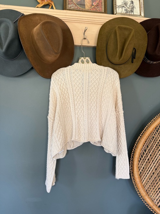 Free People Washed Ashore Cardi Large Knit Tea Beige Cream Oatmeal sz xs - Picture 10 of 10